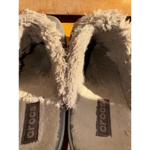 Crocs Cobblers Womens Faux Fur Lined Platform Clogs Size 9 Brown Rubber Casual - Picture 5 of 7